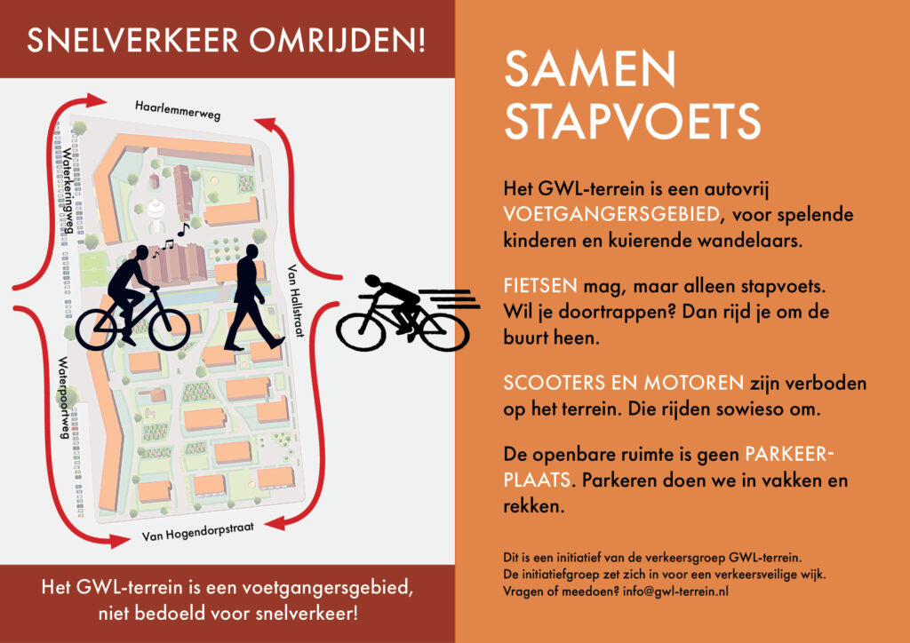 fietsers en wandelaars, samen stapvoets